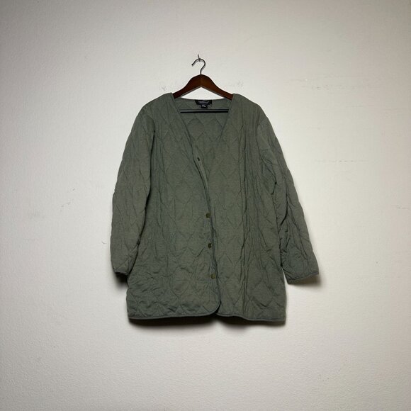 Jones New York Quilted Button Up Collarless Minimal Casual Coat Jacket Women 2x - Picture 1 of 15